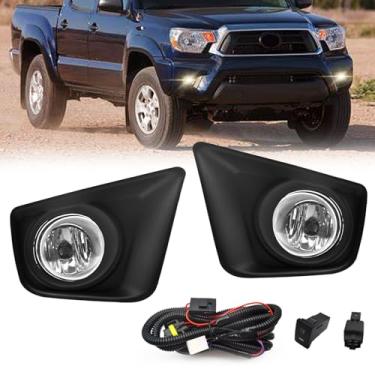 Imagem de Nioboee Faróis de neblina compatíveis com montagem de lâmpadas de neblina Tacoma 2012-2015 com chicote de lâmpadas de halogêneo e lente transparente, 1 par de faróis de neblina