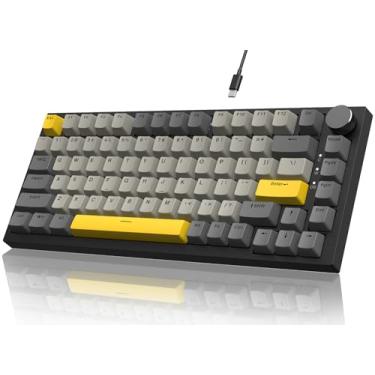 Imagem de Attack Shark ajazz AK820 75% Teclado mecânico para jogos com fio com botão CNC Hot Swappable RGB Junta de montagem Linear Moon Switch para PC/Win/Mac-Preto/Cinza