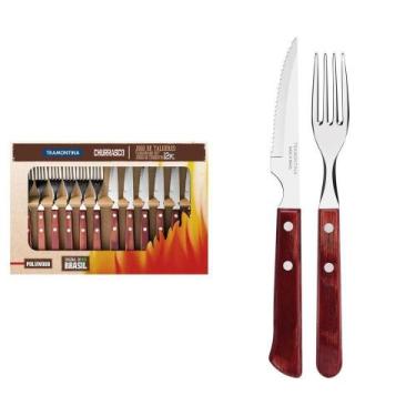 Imagem de Jogo De Talheres Para Churrasco Em Aço Inox E Cabo Vermelho Polywood 1