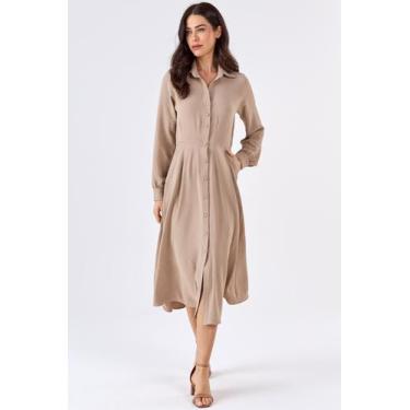 Imagem de Vestido Chemise Midi PKS Bege, GG