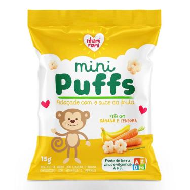 Imagem de Snack Nhami Mami Mini Puffs Banana e Cenoura 15g