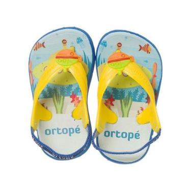 Imagem de Chinelo Infantil Masculino Ortopé Acqua Submarino Amarelo e Royal, 18,
