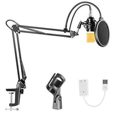 Imagem de Kit de microfone condensador profissional 192 kHz/24 bits de streaming para PC com placa de som, kit de microfone condensador cardioide para Skype Youtuber Karaoke Gaming Recording