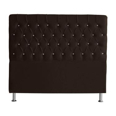 Imagem de Cabeceira De Cama Box Bella Casal 140 Cm Suede Botão Cristal Marrom Eli Móveis E Decoração
