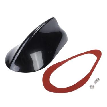 Imagem de Partuto 1 peça capa de antena universal frontal de tubarão antena de sinalização de teto para carro, SUV, caminhão, off-road, material ABS com base adesiva pérola preta