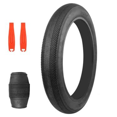 Imagem de MEGHNA Pneu de bicicleta 20/24/26 x 4.0 Mountain Bike pneu gordo com tubos Groove Tread pneu dobrável 61 cm substituição para bicicleta de neve bicicleta elétrica Fat Bike (preto - 1 pneu, 61 x 10 cm)
