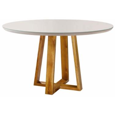 Imagem de Mesa de Jantar Redonda com Vidro 1,20m - Natalle - Móveis Mundial