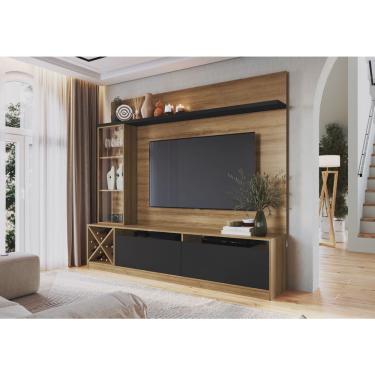 Imagem de Estante Home Para TV até 50 Polegadas 1 Porta de Vidro Sorrento Quiditá Montana/Preto