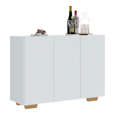 Imagem de Aparador Buffet 3 Portas Com Pés Quadrados Veneza Multimóveis V1010 Branco/Natural Branco/Natural