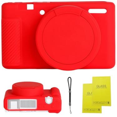 Imagem de Capa para câmera Sony ZV-1, ZV1, capa macia de borracha com capa de lente removível, capa macia antiarranhões com protetor de tela ZV1 e alça de pulso. (Vermelho)
