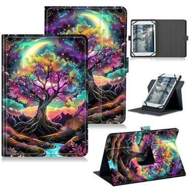 Imagem de RWUTYTIUL Capa universal para tablet Walmart Onn de 7 polegadas 2024 (modelo: 100135924), capa protetora com suporte giratório de 360 graus com múltiplas visualizações de couro PU, Creek Tree