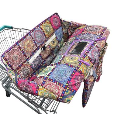 Imagem de Capa de carrinho de compras 2 em 1 para carrinho de bebê com bolsa de pano portátil almofada de assento de carrinho para bebês, capa de almofada de supermercado, restaurante, adequada para todos os