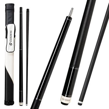 Imagem de CUEDESG Taco de taco de sinuca de fibra de carbono 10,5 mm/11,8 mm/12,5 mm, bastão de sinuca de baixa deflexão, bastão de taco profissional com estojo... (envoltório de linho preto_11,8 mm)