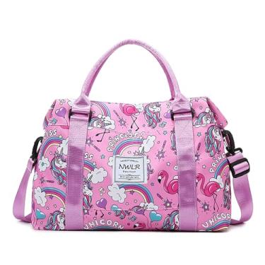 Imagem de Bolsa de viagem de fim de semana, bolsa de ginástica com bolso molhado para mulheres, meninas, bolsa esportiva resistente à água, Unicórnio arco-íris, Carry-On 28-inch, Bolsa para carrinho com bolso