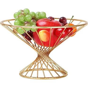 Imagem de Cesta de frutas de 2 camadas, tigela de pão, suporte de vegetais, aço inoxidável, rotação, cesta de frutas, bancada, suporte de frutas para armazenamento ou lavabo