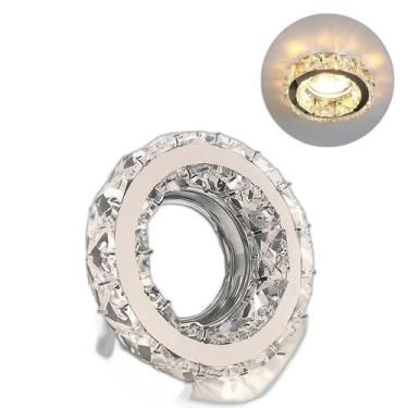 Imagem de 6 Spot De Cristal Embutir Inox Redondo K9 Mr16 Sala Lup70 - Acende A L