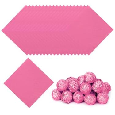 Imagem de PATIKIL Embalagens de doces de folha de 9 cm, 200 peças de papel de embrulho de chocolate para decoração de doces caseiros de caramelo faça você mesmo, embalagem de bolo de chocolate, rosa claro
