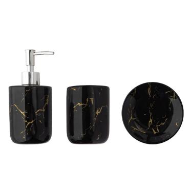 Imagem de Conjunto para Banheiro com Dispenser Saboneteira Porta Escovas de Dente e Porta Sabonete