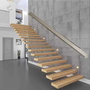 Imagem de FZZIBQYR Corrimão de corrimão de aço inoxidável, corrimão de escada quadrado para jardim, terraço, casa de banho, Loft, 50 cm - 700 cm, corrimão de escada de terraço de alpendre (tamanho: 70 cm (2,3 p