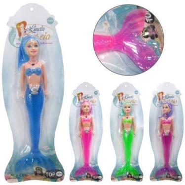 Imagem de Boneca Sereia Linda Com Luz Colors A Bateria Na Cartela - Oem