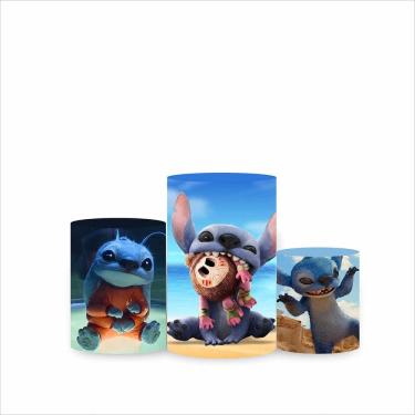 Imagem de Trio de Capa Cilindro para Festa Infantil Veste Fácil c/ Elástico Lilo e Stitch - Fera Print