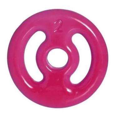 Imagem de Anilha Emborrachada 2KGs Rosa  Academia Musculação - 1Fit