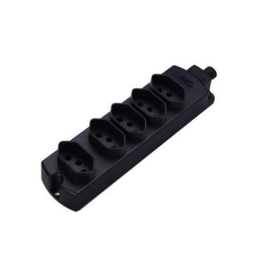 Imagem de Tomada Múltipla 5 Tomadas 10A Preta Bivolt Margirius, Preto