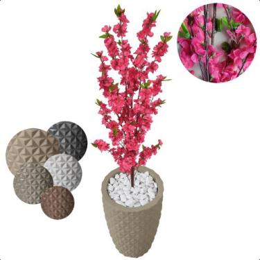 Imagem de Planta Cerejeira Pink Flor Artificial Com Vaso Decoração - Flor de Men