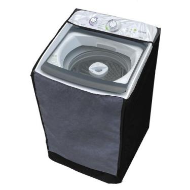 Imagem de Capa Maquina de Lavar Consul 13kg 15kg 16kg Zíper Transparente Preta -