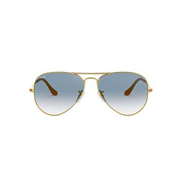 Imagem de Ray-Ban RB3025 Óculos de sol aviador clássico, Dourado/azul dégradé transparente