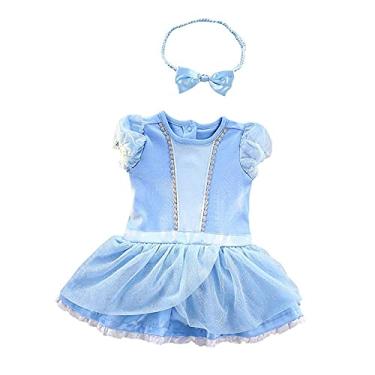 Imagem de Macacão Dressy Daisy para bebês, meninas, vestido de princesa, macacão, fantasia de Halloween com faixa de cabeça, tamanho 12-18 meses, azul 213, Estilo B, 12-18 Months