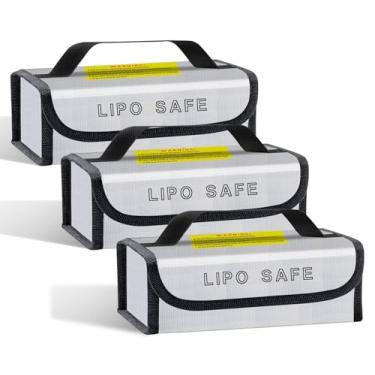 Imagem de 3 peças 185 x 75 x 60 mm Lipo bolsa segura para armazenamento de bateria Lipo e carregamento, à prova de fogo, à prova de explosão