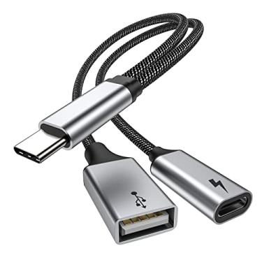 Imagem de USB C OTG com adaptador USB c OTG tipo C OTG divisor com 60W PD carregamento rápido compatível com deck Steam, Galaxy S22, Switch, Google Chromecast com Google TV, Pi-KVM, impressora 3D, Octa4a