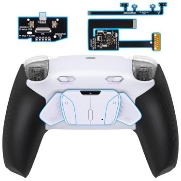 Imagem de eXtremeRate RISE4 Plus MAX Back Paddles Kit with Clicky Trigger Stops & Rubberized Grip for PS5 Controller BDM-010 020, White Remappable Back Buttons Kit for PS5 Controller - White Black