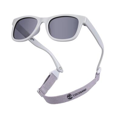 Imagem de COCOSAND Óculos de sol flexíveis para bebês com alça polarizada proteção UV para bebês recém-nascidos, meninos e meninas de 0 a 24 meses, Cinza, X-Small