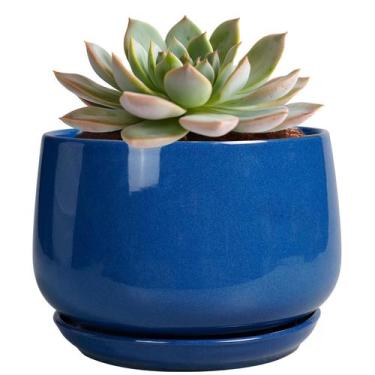 Imagem de Vaso de plantas G EP Gardening redondo de cerâmica de 15 cm com pires 