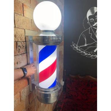 Imagem de Barber Pole Poste de Barbeiro 76cm Colorido Com Globo 220V - Megan