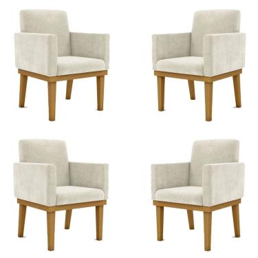 Imagem de Kit 4 Cadeiras Reforçada Escritório Poltrona bege