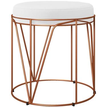 Imagem de Puff Decorativo Aramado Bronze Zaya L02 Corano Branco