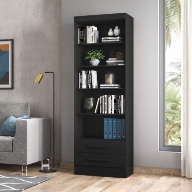 Imagem de Estante Para Livros 2 Gavetas Qmovi Preto