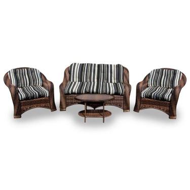 Imagem de Conjunto De Sofá Fibra Sintética Melo-1 Sofá 2 L+2 Poltronas+1 Mesa Centro- Illimani Preto