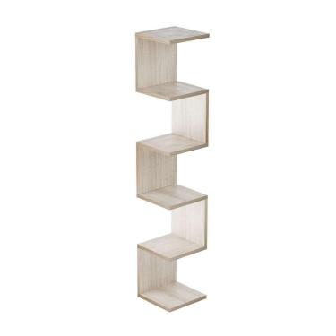 Imagem de Prateleira De Canto Lyra 5 Nichos Decorativos Carvalho Para Sala Quarto Livros