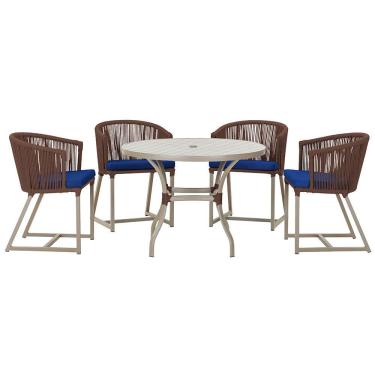 Imagem de Mesa Com 4 Cadeiras E Noronha Estofado 10 Trama Original Marrom