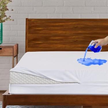 Imagem de Capa de colchão King Size com zíper – Protetor de colchão impermeável respirável e silencioso – Capa de colchão de seis lados absorvente de 38 cm de profundidade