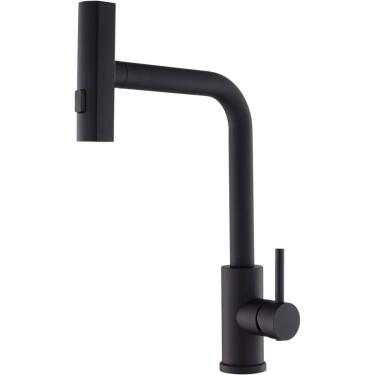 Imagem de Torneira de Cozinha Extensível Monocomando Ducha de Tripla Função Preto Fosco 