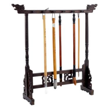 Imagem de PH PandaHall Suporte de pincel de caligrafia de madeira de 12 pinos, cabide de pincéis chineses, para caligrafia, japonês, suporte de caneta, suporte para pincéis Sumi, para escrever, estudantes