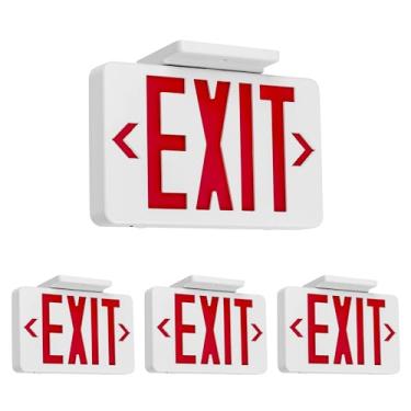 Imagem de GRUENLICH Placa De Saída Led Gruenlich, Luz Emergência Com Dupla Face E Bateria Reserva, Qualificação Ul 924, Ca 120/277 V, Luzes Letras Vermelhas Fiação Padrão Dos Eua Para Empresas, Pacote 4