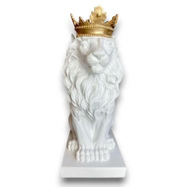 Imagem de Estátua De Leão Com Coroa Em Resina Para Decoração Adorno 37 cm - Para