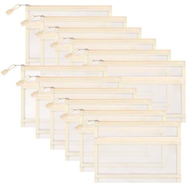 Imagem de Sinzip 12 peças bolsa de malha de nylon com zíper, bolsas de cosméticos de malha, estojo de lápis, bolsas de viagem multiuso para cosméticos escolares, materiais de escritório e acessórios de viagem