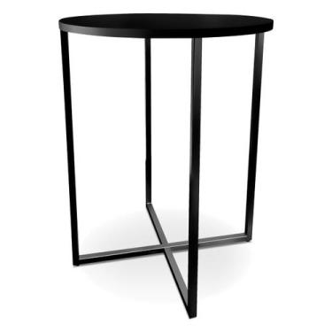 Imagem de Mesa De Canto Dupla Gana Redonda Decoração Para Sala Preto/Preto - Gen